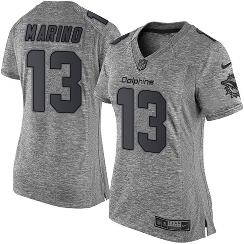 Women's Elite Dan Marino Nike Jersey Gray - #13 Gridiron NFL Miami Dolphins